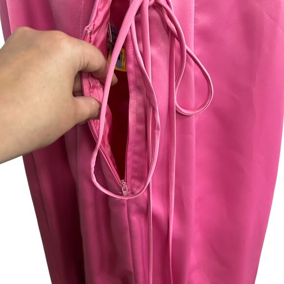 Barbiecore Pink Sequin Gown Masquerade Y2K Lace-Up Size 11/12 - Picture 6 of 9